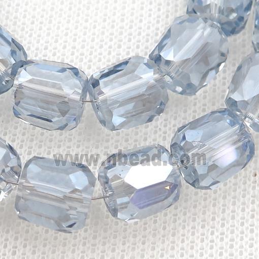 grayblue Crystal Glass Beads, faceted barrel