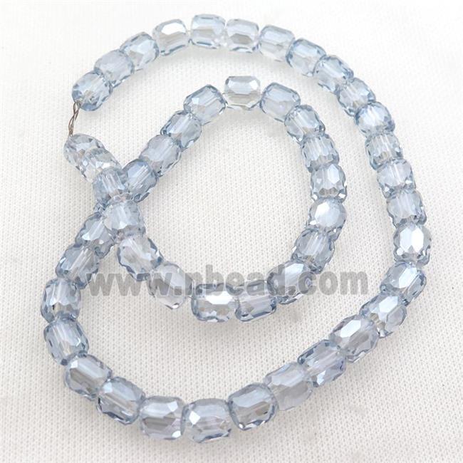 grayblue Crystal Glass Beads, faceted barrel