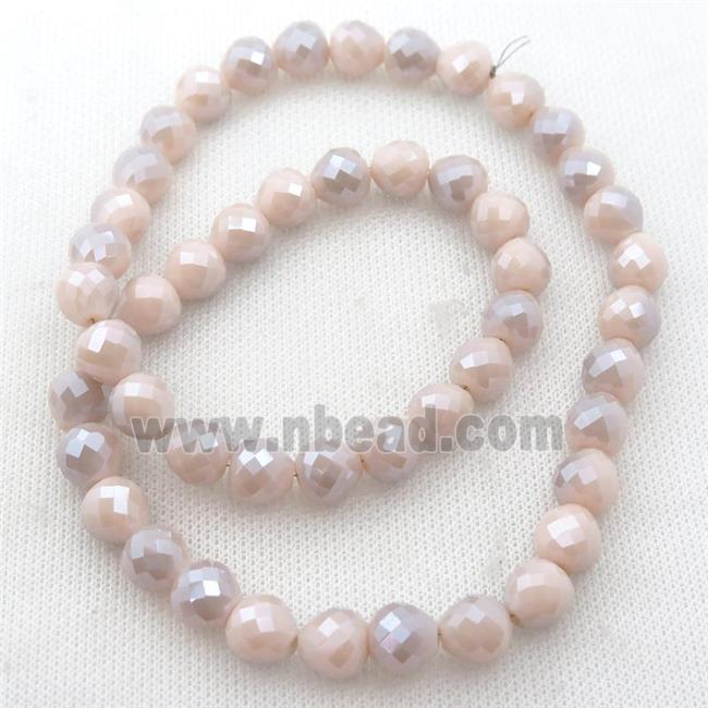 peach Jadeite Glass Beads, faceted teardrop