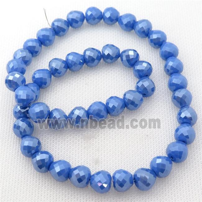 blue Jadeite Glass Beads, faceted teardrop