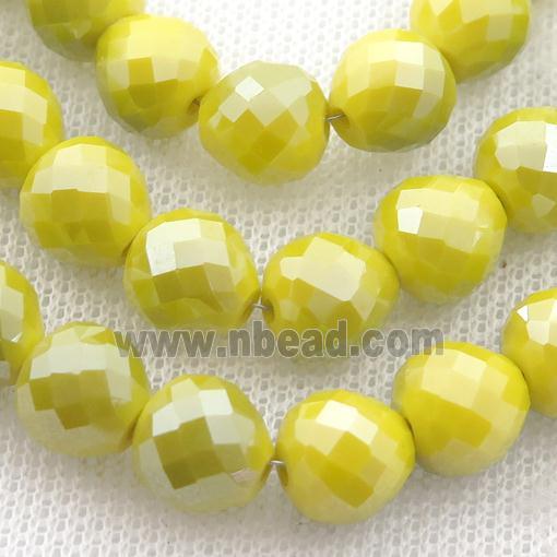 yellow Jadeite Glass Beads, faceted teardrop