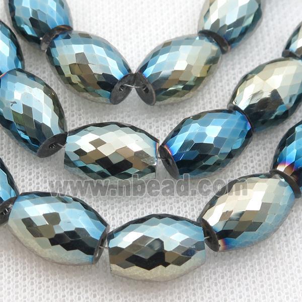 Crystal Glass Beads, faceted barrel