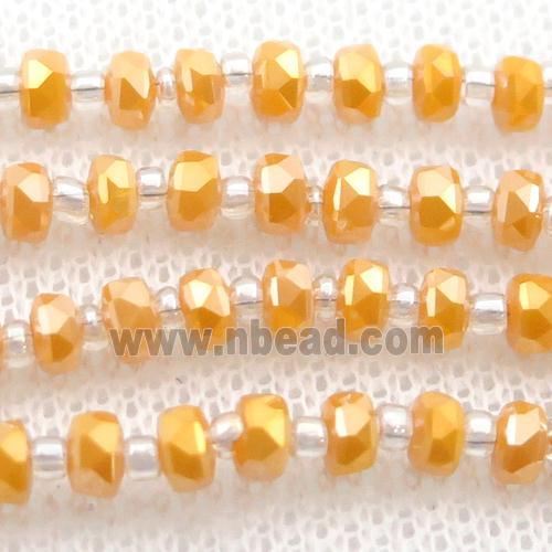 golden Jadeite Glass Beads, faceted rondelle
