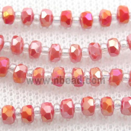 orange Jadeite Glass Beads, faceted rondelle
