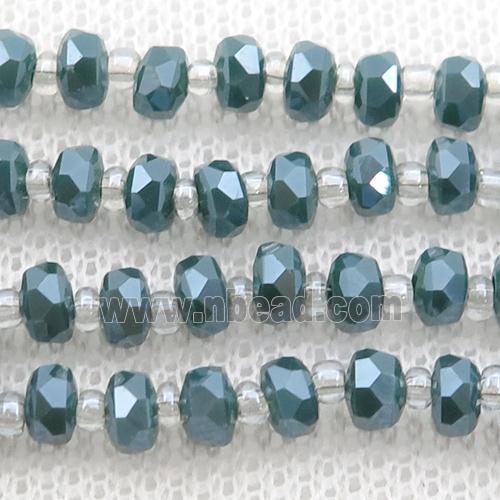 peacockgreen Jadeite Glass Beads, faceted rondelle
