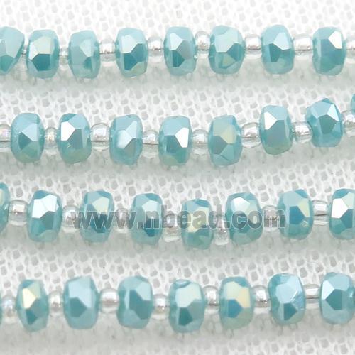 blue Jadeite Glass Beads, faceted rondelle