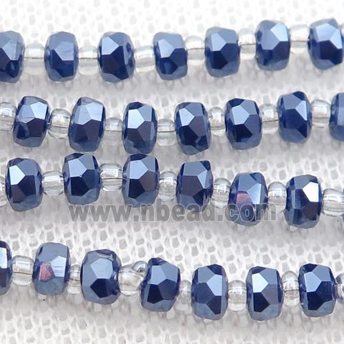 blue Crystal Glass Beads, faceted rondelle
