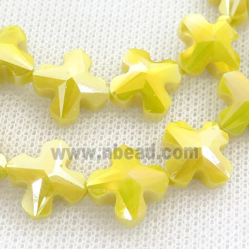 yellow Crystal Glass cross Beads