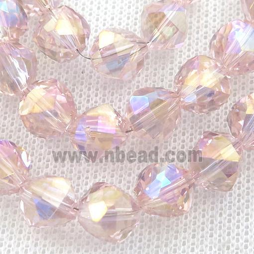 pink Crystal Glass Beads, freeform