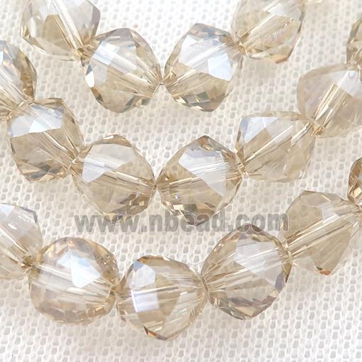 champagne Crystal Glass Beads, freeform