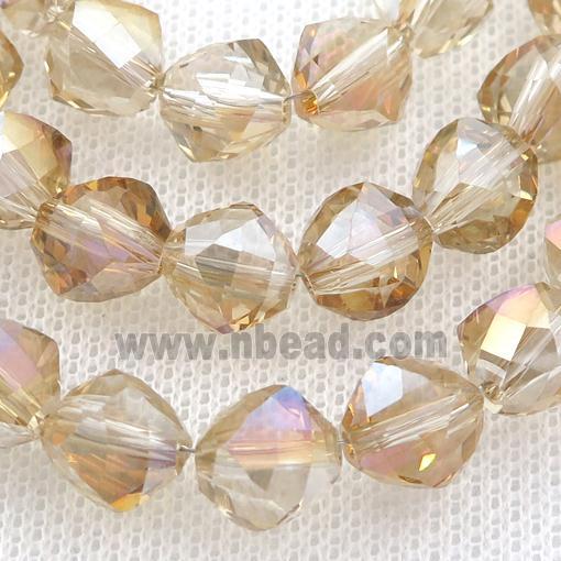 gold champagne Crystal Glass Beads, freeform