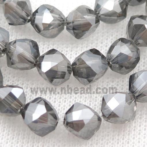 gray Crystal Glass Beads, freeform