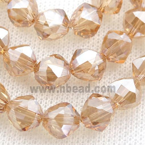 gold champagne Crystal Glass Beads, freeform