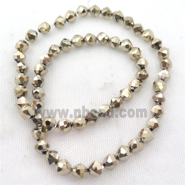 Crystal Glass Beads, freeform, gold plated