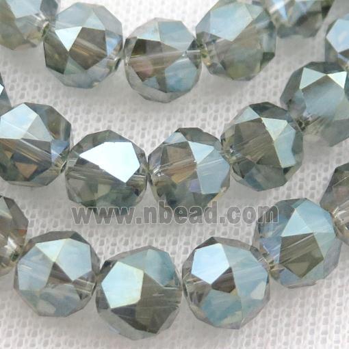 green Crystal Glass Beads, faceted round