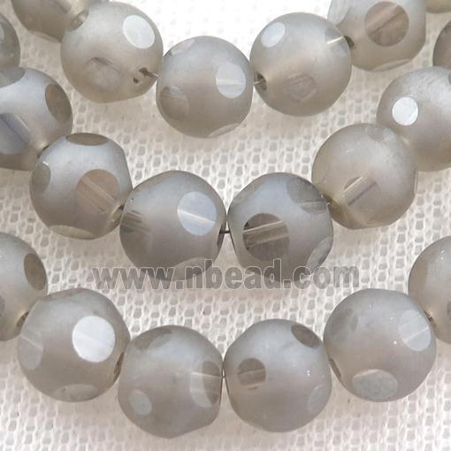 round matte Crystal Glass Beads, gray