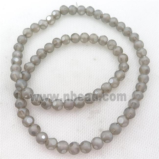 round matte Crystal Glass Beads, gray