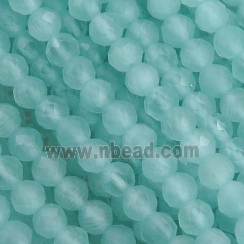 teal Cat eye stone Beads, faceted round
