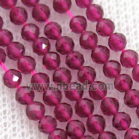hotpink Cat eye stone Beads, faceted round, tiny