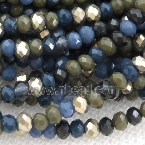 Jadeite Glass beads, faceted rondelle, mixed color