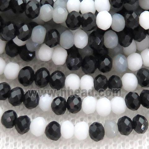 white and black Jadeite Glass beads, faceted rondelle