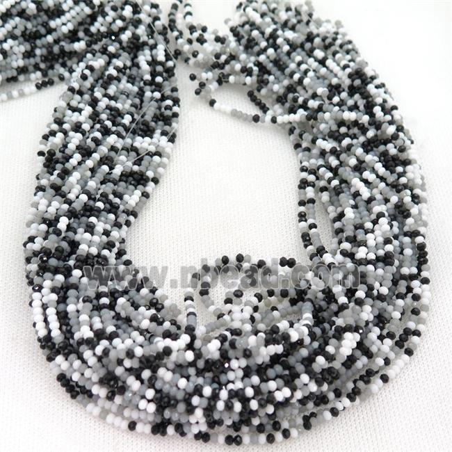 white and black Jadeite Glass beads, faceted rondelle