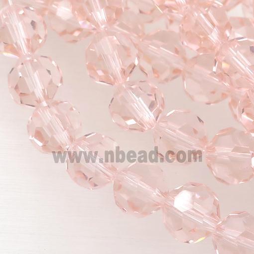 pink Crystal Glass Beads, faceted round