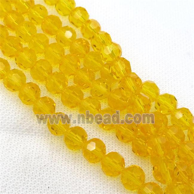 yellow Crystal Glass Beads, faceted round