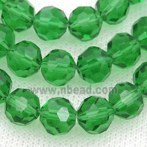 green Crystal Glass Beads, faceted round