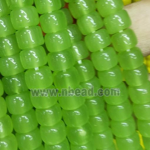 green Jadeite Glass beads, barrel