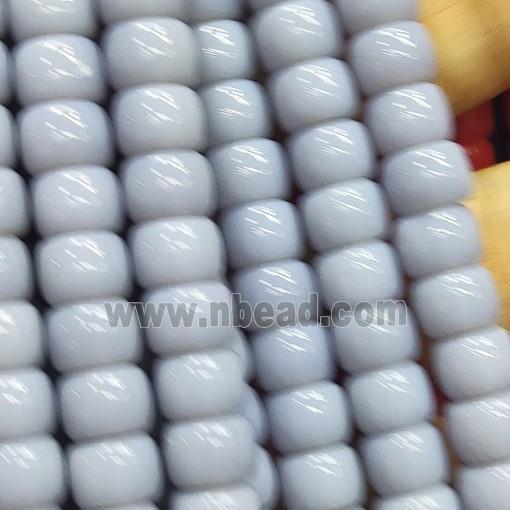 gray Jadeite Glass beads, barrel