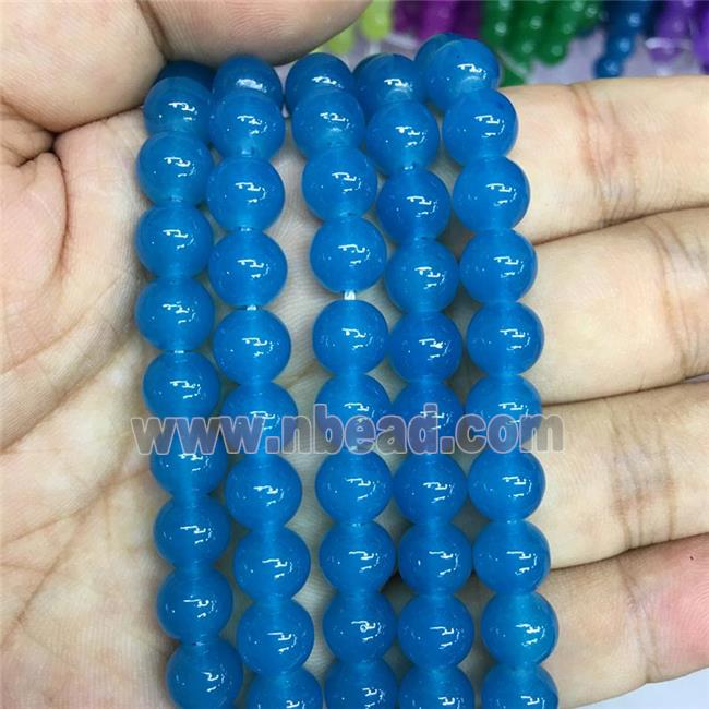 round Jadeite Glass beads, blue