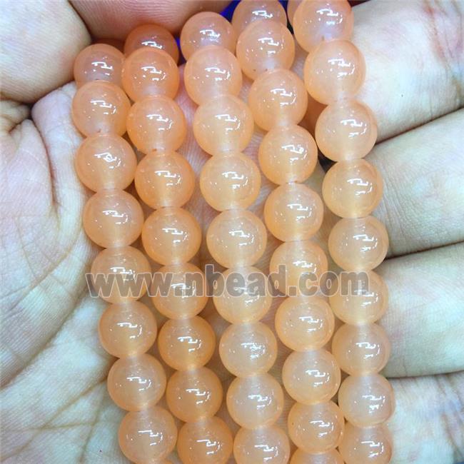 round peach Jadeite Glass beads