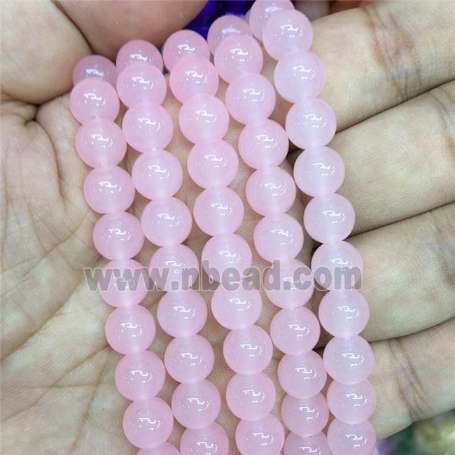 round pink Jadeite Glass beads