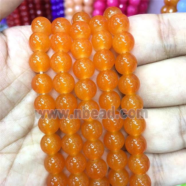 round orange Jadeite Glass beads