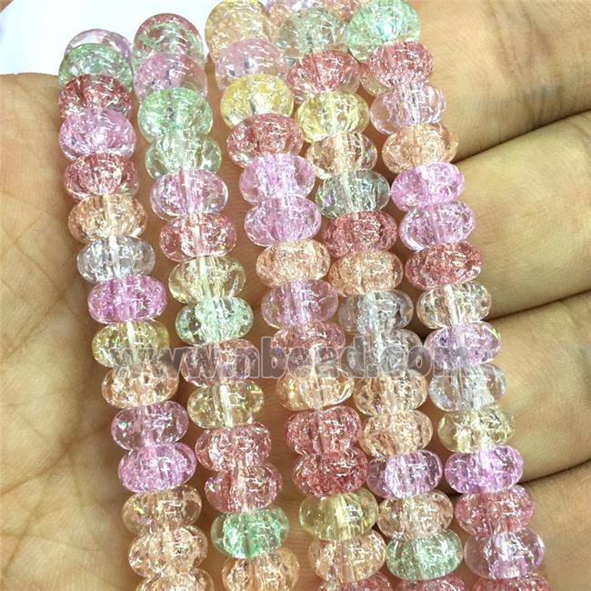 Crackle Glass rondelle beads, mixed color