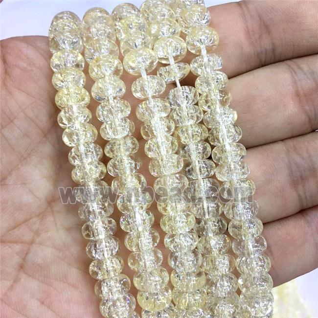 lt.yellow Crackle Crystal Glass rondelle beads