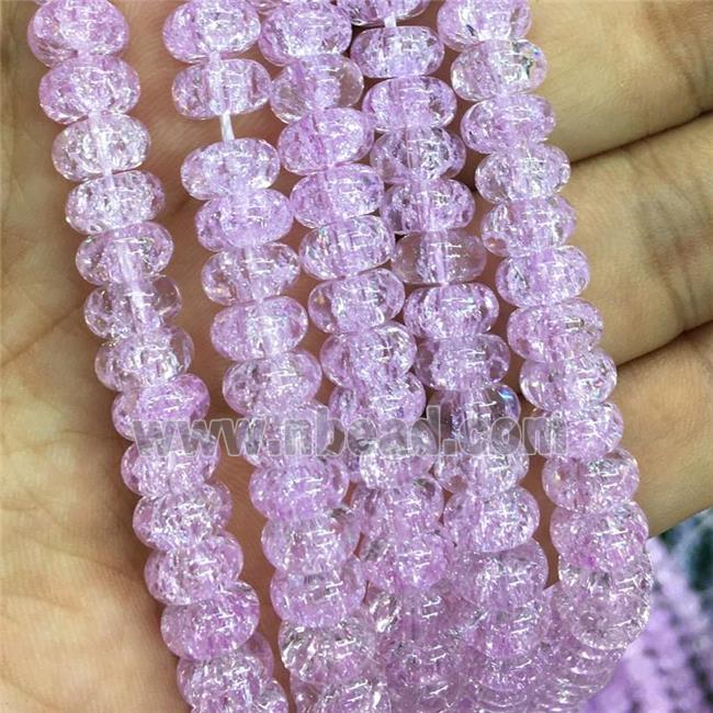 lavender Crackle Crystal Glass rondelle beads