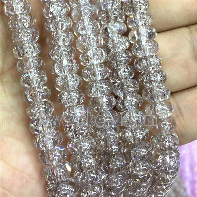 smoky Crackle Crystal Glass rondelle beads