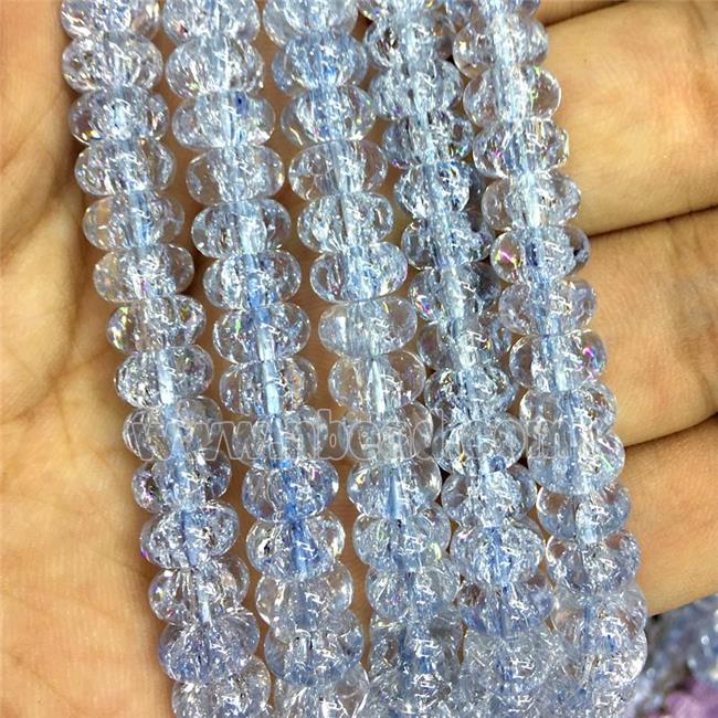 lt.blue Crackle Crystal Glass rondelle beads