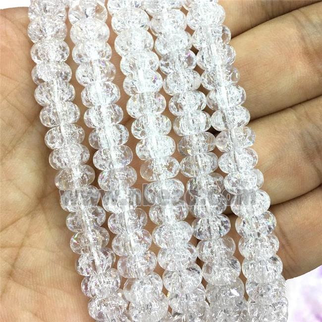 white Crackle Crystal Glass rondelle beads