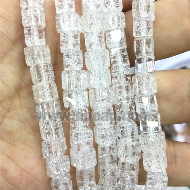 white Crackle Crystal Glass cube beads