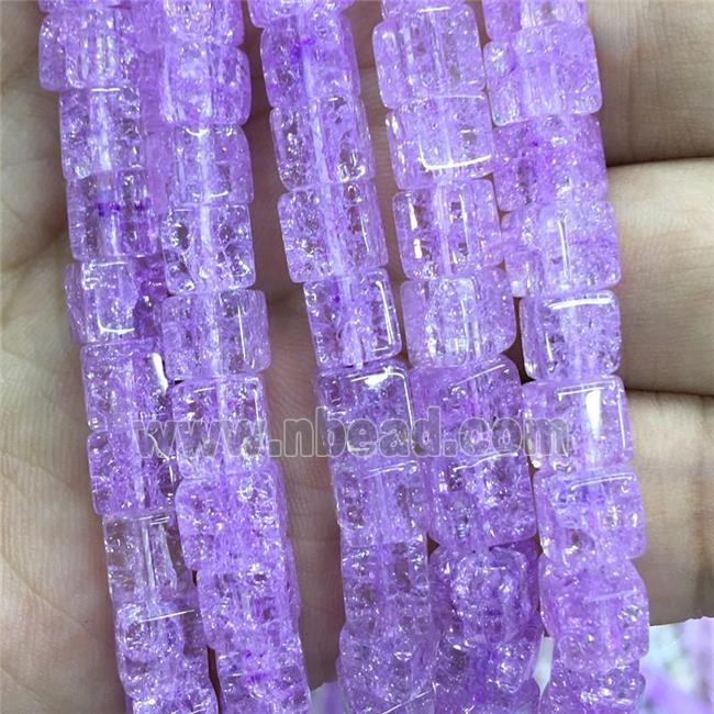 lavender Crackle Crystal Glass cube beads