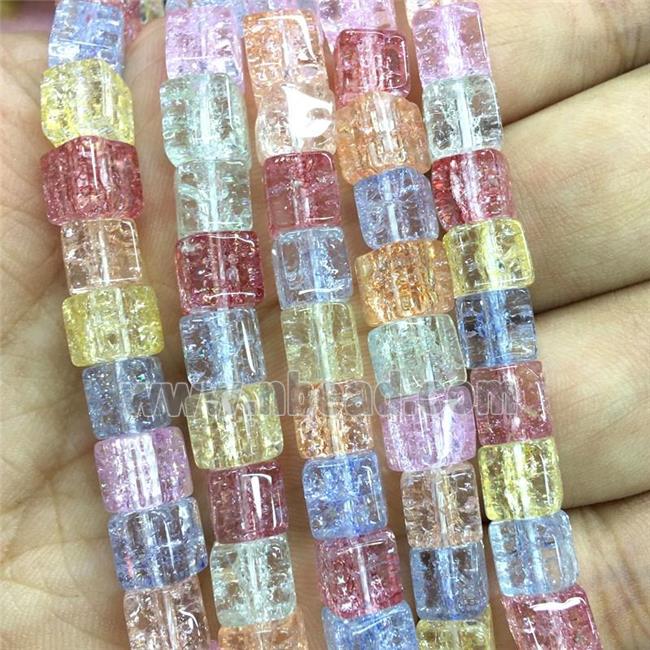 mixed Crackle Crystal Glass cube beads