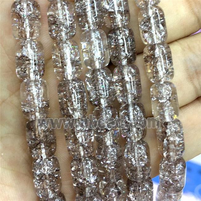 smoky Crackle Crystal Glass barrel beads