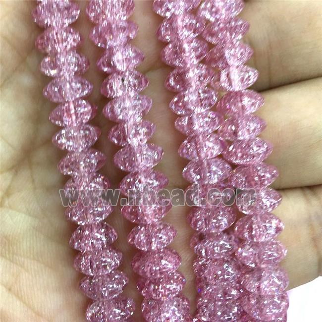 pink Crackle Crystal Glass bicone beads