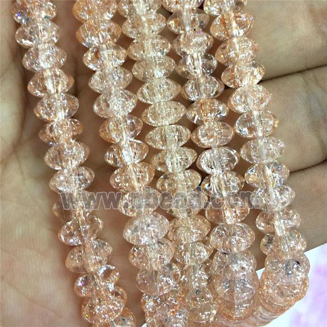 peach Crackle Crystal Glass bicone beads