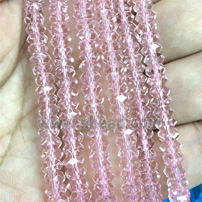 pink Crystal Glass beads, faceted rondelle