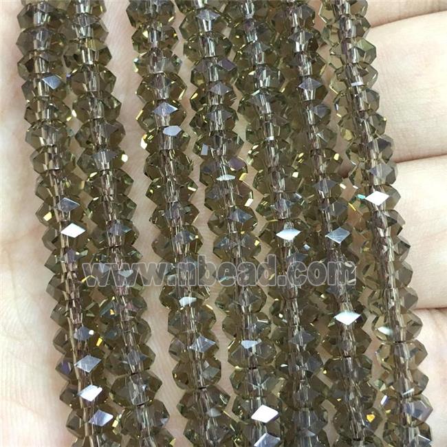 smoky Crystal Glass beads, faceted rondelle