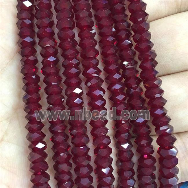 red Crystal Glass beads, faceted rondelle